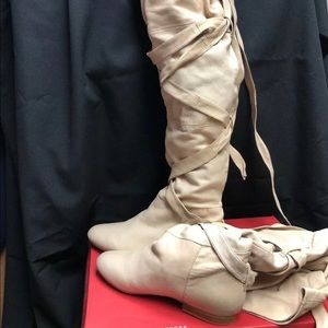 Jeffrey Campbell City Wrap OTK Boot Beige Size 6